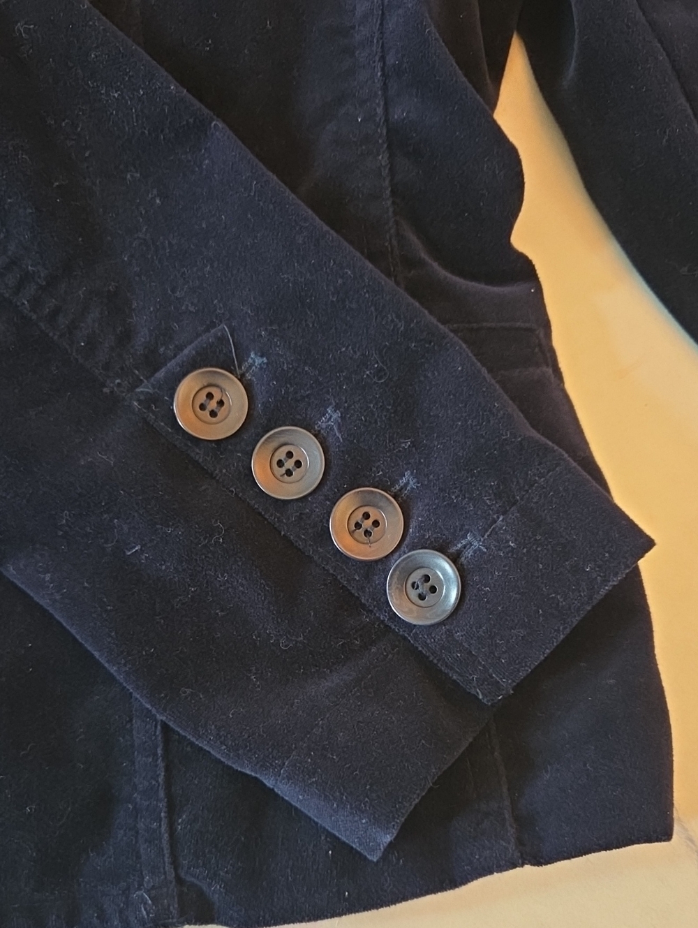 Vince Navy Blue 100% Cotton 4 Button Blazer Lapel Slash Pockets Transitional Sz8 - Picture 5 of 7